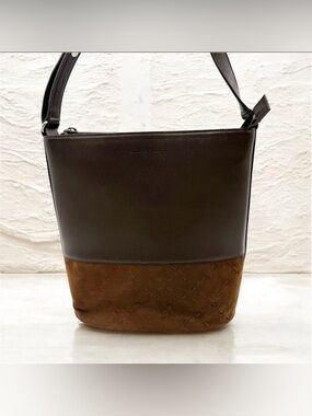 AUTH BURBERRY Shoulder Bag in Brown Calfskin & Suede Boho Chic Modern AUTHENTIC